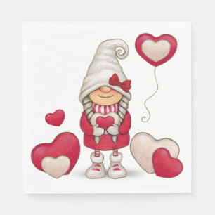Serviette En Papier Fille mignonne Gnome Fairytale Red Garden Gnomes P