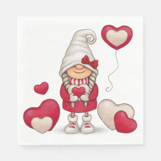 Serviette En Papier Fille mignonne Gnome Fairytale Red Garden Gnomes P