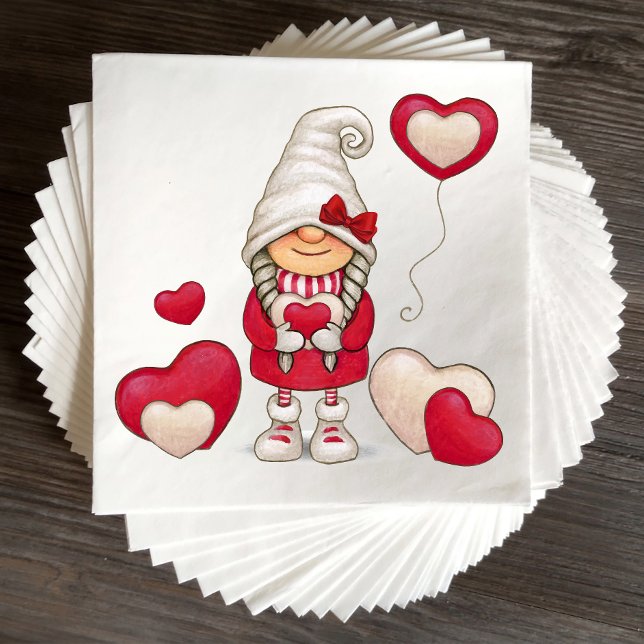 Serviette En Papier Fille mignonne Gnome Fairytale Red Garden Gnomes P (Créateur téléchargé)