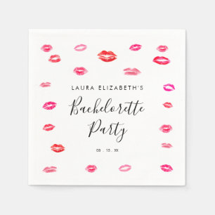 Serviette En Papier Fille moderne Kiss Lipstick Bachelorette Party