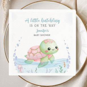 Serviette en papier Fille Naissance Tortue de Mer