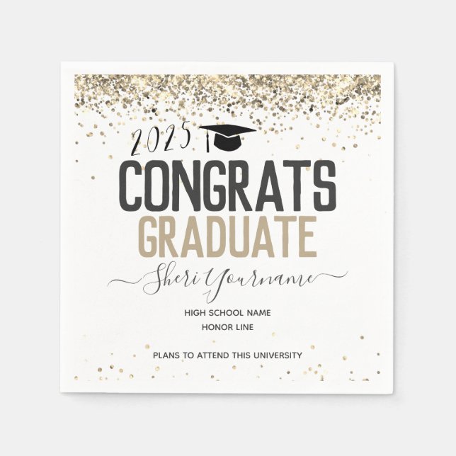 Serviette En Papier Fille Parties scintillant Graduation Party Chaque  (Devant)