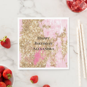 Serviette En Papier Fille Parties scintillant or rose Anniversaire