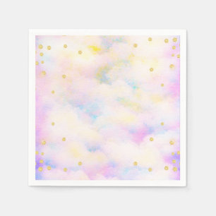 Serviette En Papier Fille Pastel Violet Et Parties scintillant Or Nuag