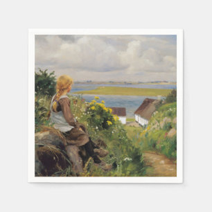 Serviette En Papier Fille perdue dans la pensée (par H.A. Brendekilde)