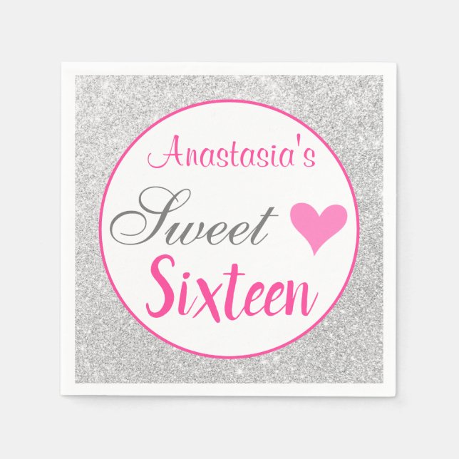 Serviette En Papier Fille princesse rose et Sweet sixteen Parties scin (Devant)