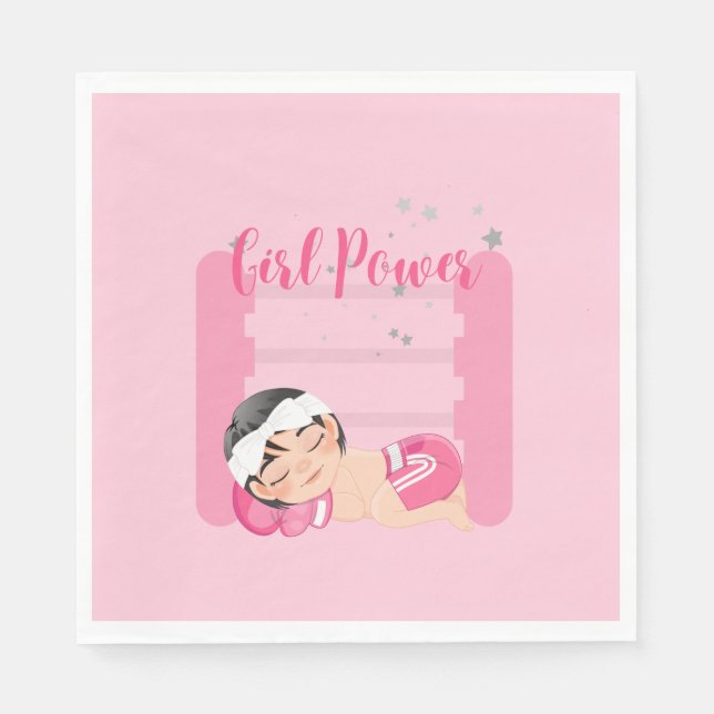 Serviette En Papier Fille rose (Devant)