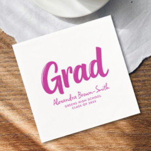 Serviette En Papier Fille Rose Chaud Cool Diplômée Calligraphie Peinte