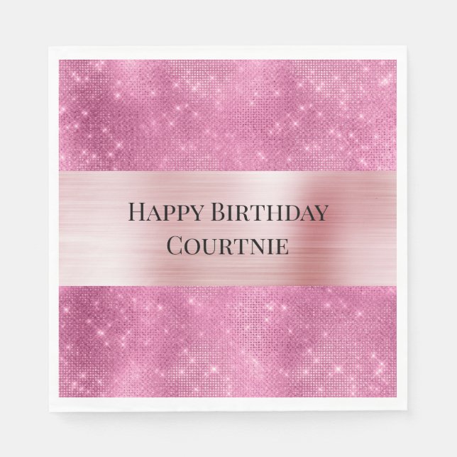 Serviette En Papier Fille rose Glitzy Étincelle (Devant)