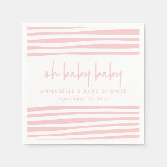 Serviette En Papier fille rose jumeau baby shower typographie moderne (Devant)