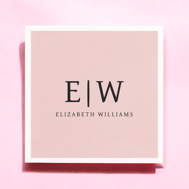 Serviette En Papier Fille rose rousse Vierge Script Monogramme Nom Mod (Créateur téléchargé)