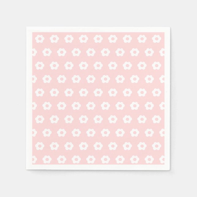 Serviette En Papier Fille rose simple joli motif floral (Devant)