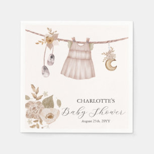 Serviette En Papier Fille Vêtements bébé Boho Baby shower Napkin