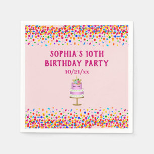 Serviette En Papier Filles Anniversaire Pink Unicorn Cake Rainbow Conf