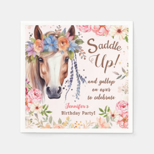 Serviette En Papier Filles Cheval Anniversaire Papier de fête Napkin