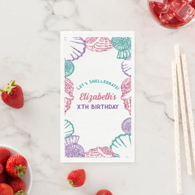 Serviette En Papier Filles Coquillages Anniversaire (En situation)