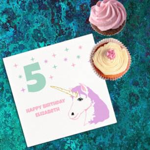 Serviette En Papier Filles d'anniversaire Licorne Magique