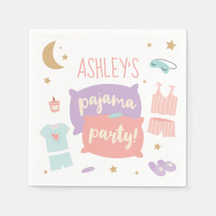 Serviette En Papier Filles de fête en pyjama à tout âge Joyeux anniver