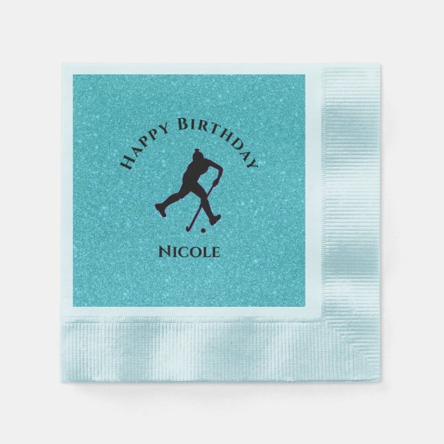 Serviette En Papier Filles de hockey de terrain Anniversaire Étincelle (Devant)