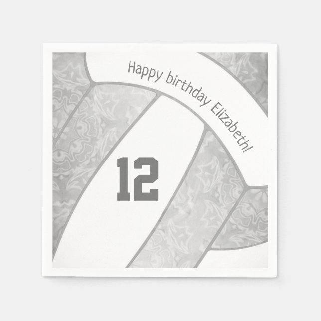 Serviette En Papier filles gris argent stylisé sport de volley-ball (Devant)