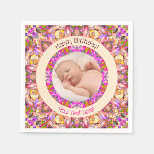 Serviette En Papier Filles Joyeux Anniversaire Été Rose Étoile Personn