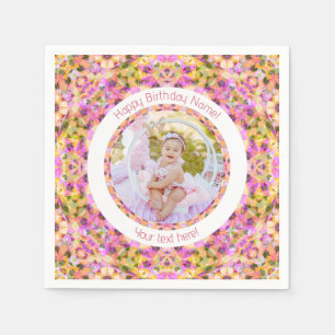 Serviette En Papier Filles Joyeux Anniversaire Été Rose Étoile Personn