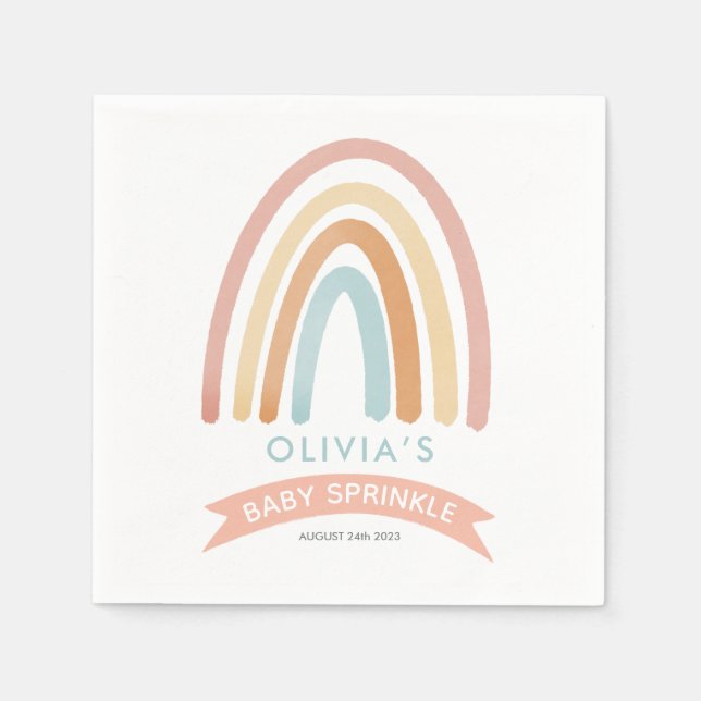 Serviette En Papier Filles mignonne Boho rose Arc-en-ciel Bébé saupoud (Devant)