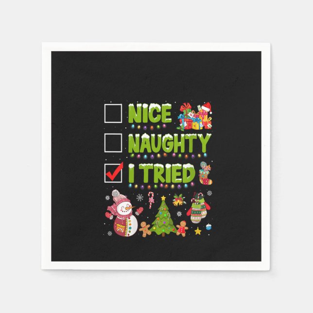Serviette En Papier Filles Nice Naughty J'Ai Essayé Funny Christmas Tr (Devant)