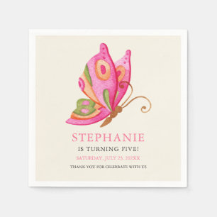 Serviette En Papier Filles papillons fête d'anniversaire