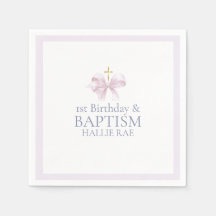 Filles Pink Bow 1er anniversaire et baptême