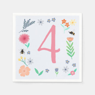 Serviette En Papier Filles rose Printemps Floral Abee Anniversaire de 