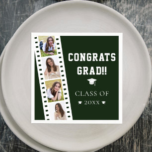 Serviette En Papier Filmstrip Four Photo Collage Graduation   Green
