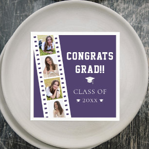 Serviette En Papier Filmstrip Four Photo Collage Graduation   Pourpre