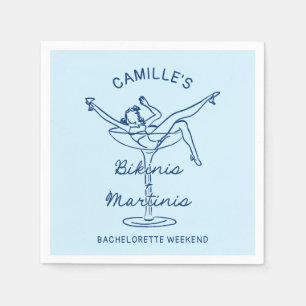 Serviette En Papier Fin de semaine Retro Bikinis et Martinis Bachelore