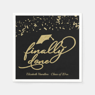Serviette En Papier Finalement Terminé Gold Calligraphy Graduation