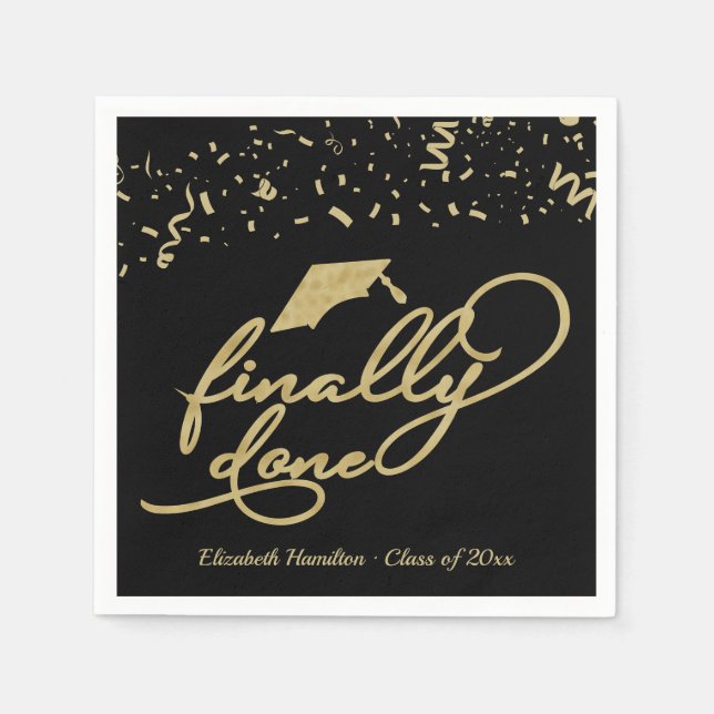 Serviette En Papier Finalement Terminé Gold Calligraphy Graduation (Devant)