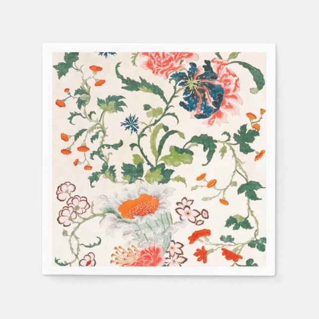 Serviette En Papier Fine China silk flower design mid 18th century (Devant)