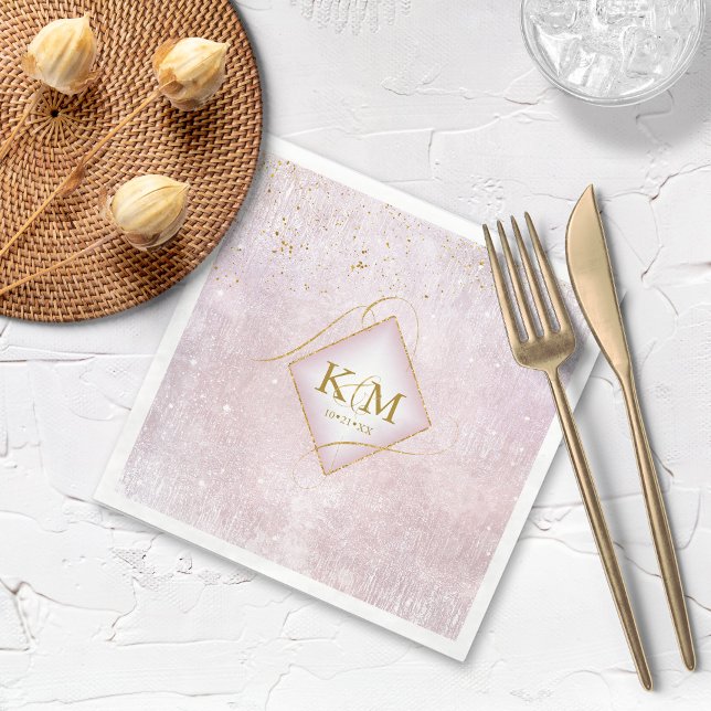 Serviette En Papier Fine Lines Gold Abstrait Mariage V2 Mauve ID867 (Créateur téléchargé)