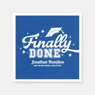 Serviette En Papier Fini enfin Fête de Remise des Diplômes Bleue