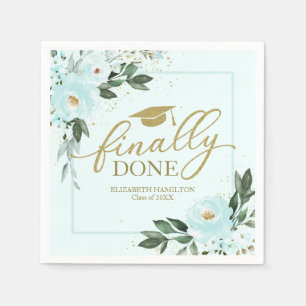 Serviette En Papier Fini Gold Turquoise Floral Graduation Party