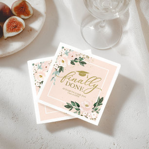 Serviette En Papier Fini Pink Blush Floral Graduation Party