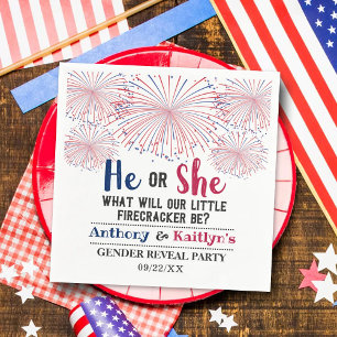 Serviette En Papier Firecracker 4 juillet Parti de révélation de genre