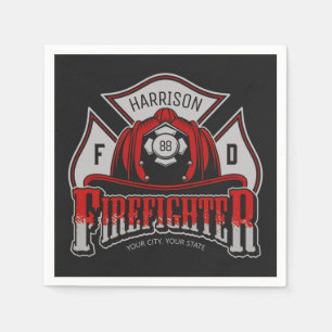 Serviette En Papier Firefighter Helmet ADD NAME Fire Department Rescue