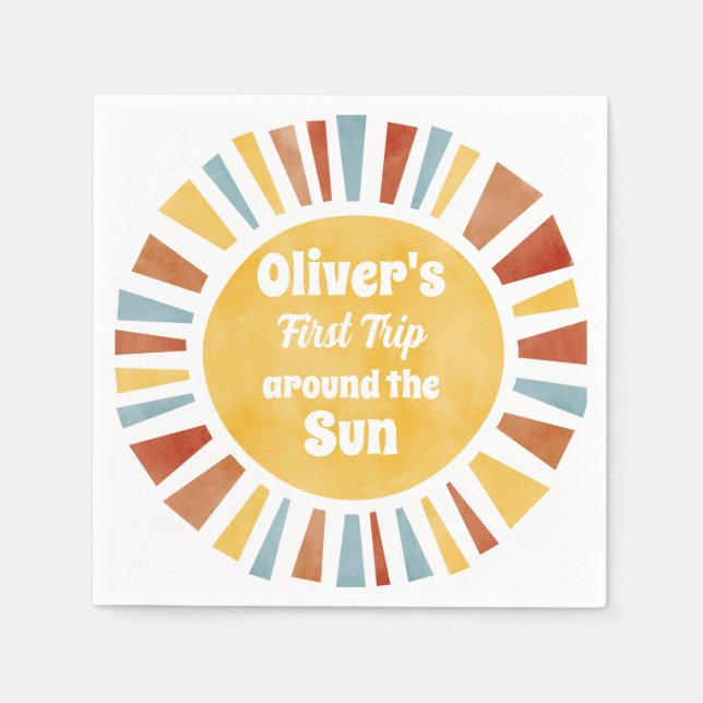 Serviette En Papier First Trip Around The Sun Invitation (Devant)