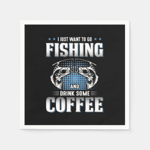 Serviette En Papier Fisher Va Pêcher Et Boire Du Café