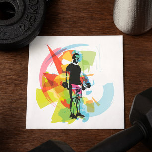 Serviette En Papier Fitness Abstrait Art of Man Lifting Dumbbells
