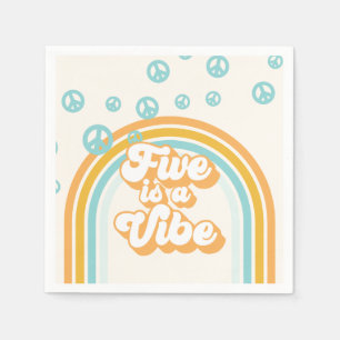 Serviette En Papier Five est Vibe Retro Boy 5e anniversaire