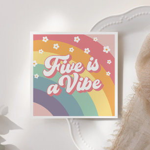 Serviette En Papier Five est Vibe Retro les années 70 Rainbow Daisy An