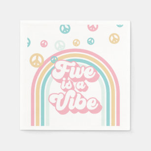 Serviette En Papier Five est Vibe Retro Summer Rainbow