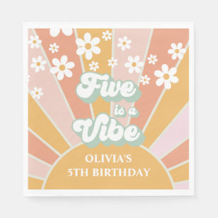 Serviette En Papier Five est Vibe Retro Sunshine daisy boho